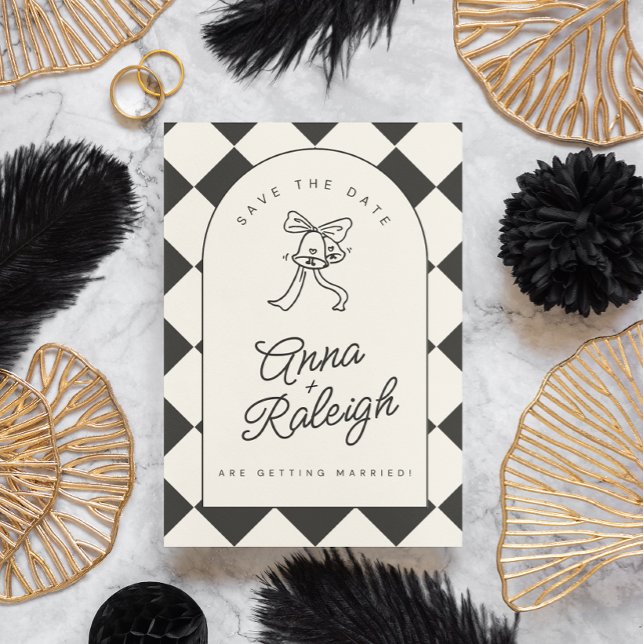 Minimal Elegant Black and White Save The Date Invitation (Front )