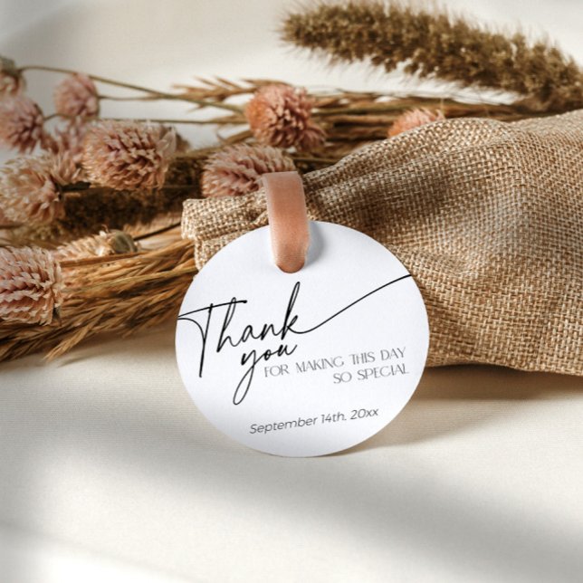 Minimal Elegant Black and White Thank You Favor Tags (Minimalist black and white thank you tag)