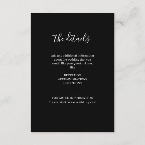 Minimal Elegant Black Classic Wedding Enclosure Card