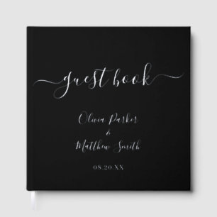 Minimal Elegant Black Classic Wedding Foil Guest Book