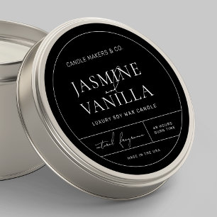Minimal Elegant Black Round Tin Lid Candle Label