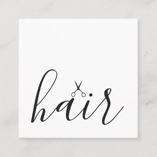 Minimal Elegant Black Scissors White Hairstylist Square Business Card