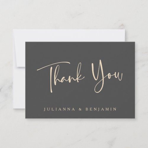 Minimal Elegant Black Script Wedding Personalized Thank You Card