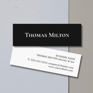 Minimal Elegant Black White Attorney Consultant Mini Business Card