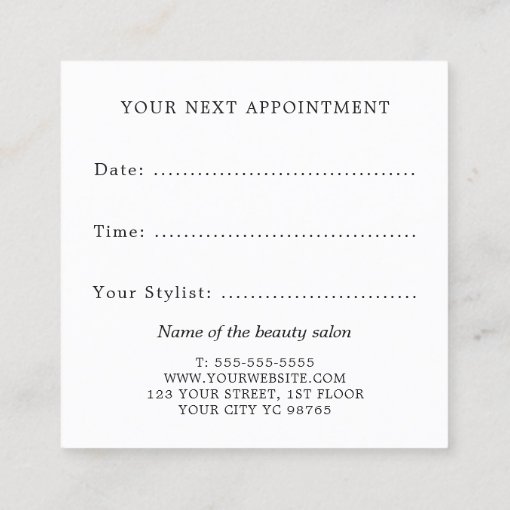 Minimal Elegant Black White Beauty Salon Appointment Card Zazzle