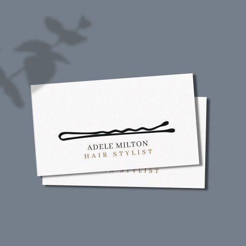 Minimal Elegant Black White Bobby Pin Hair  Business Card