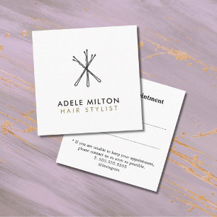 Minimal Elegant Black White Bobby Pins Hair Square Business Card