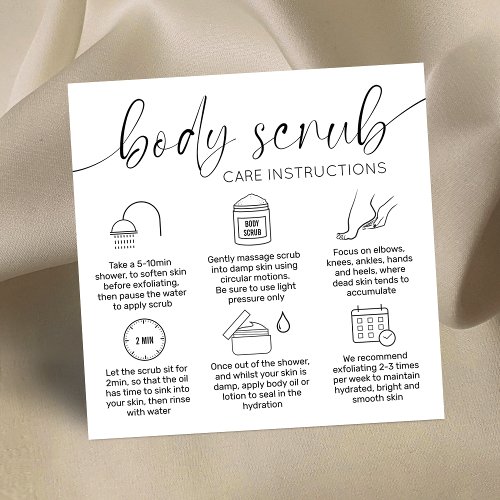 Minimal Elegant Black White Body Scrub Care Cards