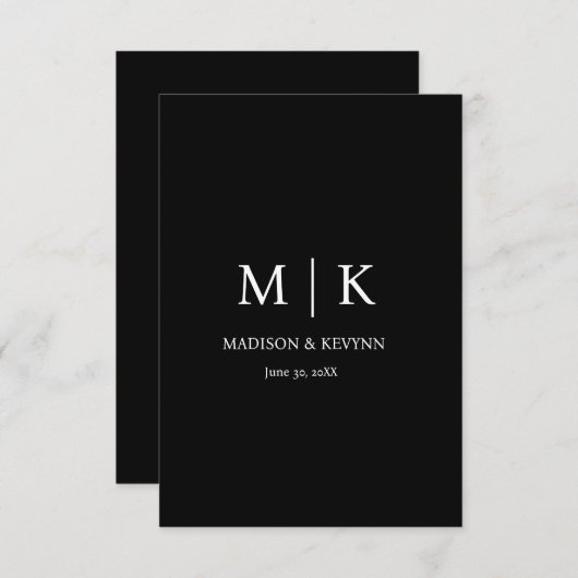 Minimal & Elegant Black & White Monogram Wedding (Front/Back)