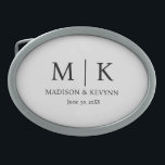 Minimal & Elegant Black & White Monogram Wedding Belt Buckle<br><div class="desc">Minimal & Elegant Black & White Monogram Wedding 
C</div>