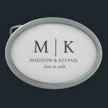 Minimal & Elegant Black & White Monogram Wedding Belt Buckle<br><div class="desc">Minimal & Elegant Black & White Monogram Wedding
C</div>