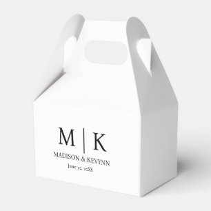 Minimal & Elegant Black & White Monogram Wedding Favor Boxes