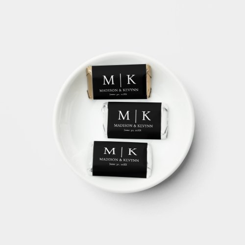 Minimal  Elegant Black  White Monogram Wedding Hersheys Miniatures