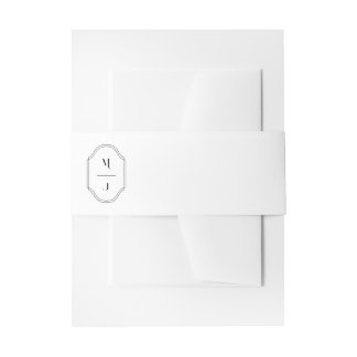 Minimal & Elegant Black & White Monogram Wedding Invitation Belly Band