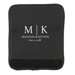 Minimal & Elegant Black & White Monogram Wedding Luggage Handle Wrap