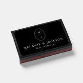 Minimal & Elegant Black & White Monogram Wedding Matchboxes (Front Closed)