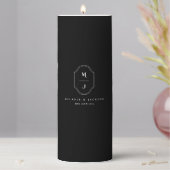 Minimal & Elegant Black & White Monogram Wedding Pillar Candle (In Situ)