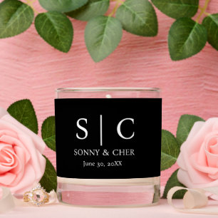 Minimal & Elegant Black & White Monogram Wedding Scented Candle