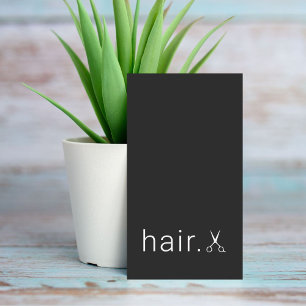Minimal Elegant Black White Scissors Hairstylist Business Card