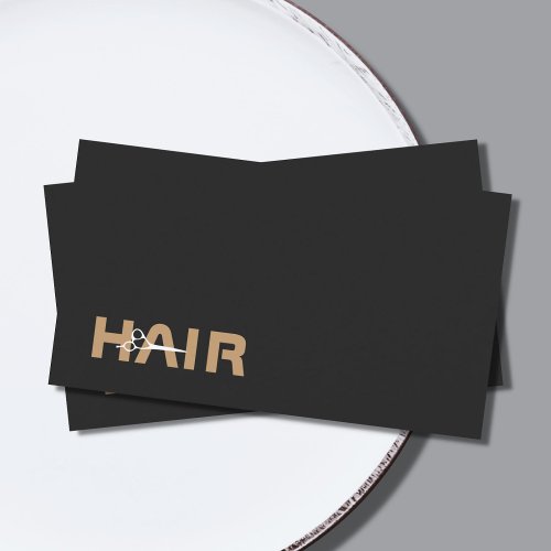 Minimal Elegant Black White Scissors Hairstylist Business Card