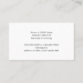 Minimal Elegant Black White Scissors Hairstylist Business Card (Back)