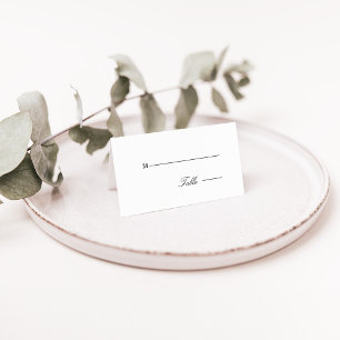 Minimal Elegant Black & White Script Wedding Place Card