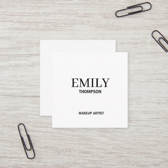 Minimal Elegant Black White  Square Business Card (Front/Back In Situ)