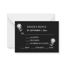 Minimal, Elegant, Black & White with Roses Reply