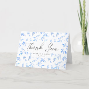 Minimal Elegant Blue Painted Porcelain Letterpress Thank You Card