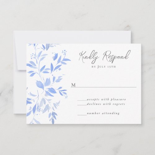 Minimal Elegant Blue Painted Porcelain RSVP Card