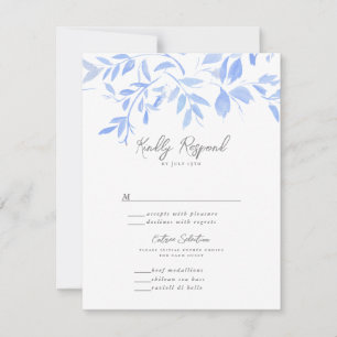 Minimal Elegant Blue Painted Porcelain RSVP Card