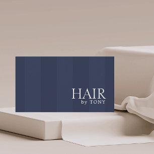 Minimal Elegant Blue Stripes Hairdresser Business Card