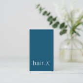 Minimal Elegant Blue White Scissors Hairstylist Business Card (Standing Front)
