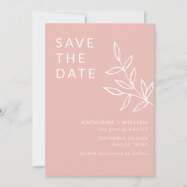 Minimal Elegant Blush Pink Save The Date Photo  (Front)