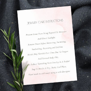 Minimal Elegant Blush Pink Watercolor Jewelry Care Business Card