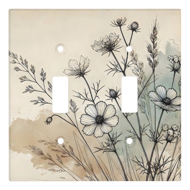 Minimal Elegant Boho Style Wildflower  Light Switch Cover (Front)