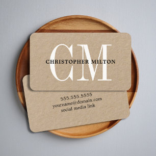 Minimal Elegant Bold Monogram Consultant Business Card