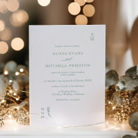 Minimal Elegant Botanical Script Monogram Wedding