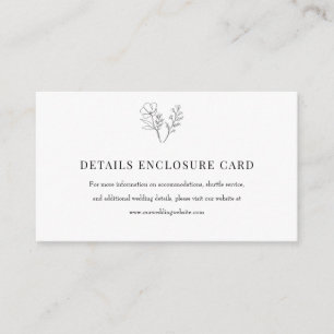 Minimal Elegant Botanical Wildflower Wedding Enclosure Card