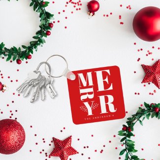 Minimal Elegant Bright Red White Merry Christmas