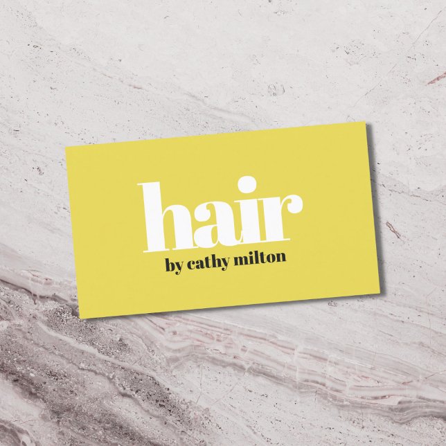 Minimal Elegant Bright Yellow Hair Stylist Business Card (Creator Uploaded)