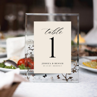 Minimal Elegant Calligraphy Script Table Number