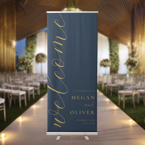 Minimal Elegant Calligraphy Script Wedding Welcome Retractable Banner