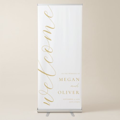 Minimal Elegant Calligraphy Script Wedding Welcome Retractable Banner