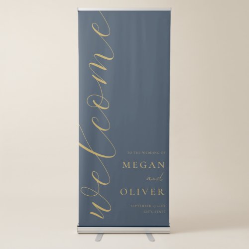 Minimal Elegant Calligraphy Script Wedding Welcome Retractable Banner