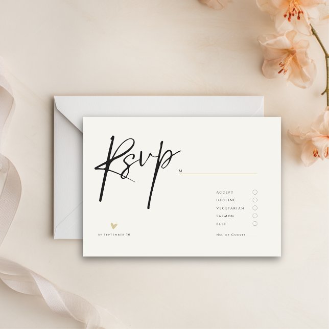 Minimal Elegant Calligraphy Typo Wedding  RSVP Card (Creator Uploaded)