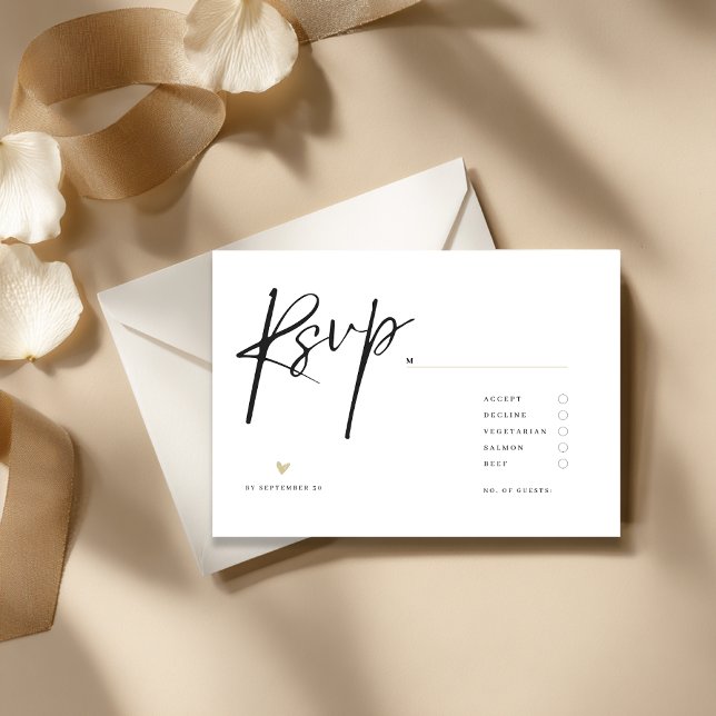 Minimal Elegant Calligraphy Typo Wedding  RSVP Card (Wedding RSVP Card with meal)