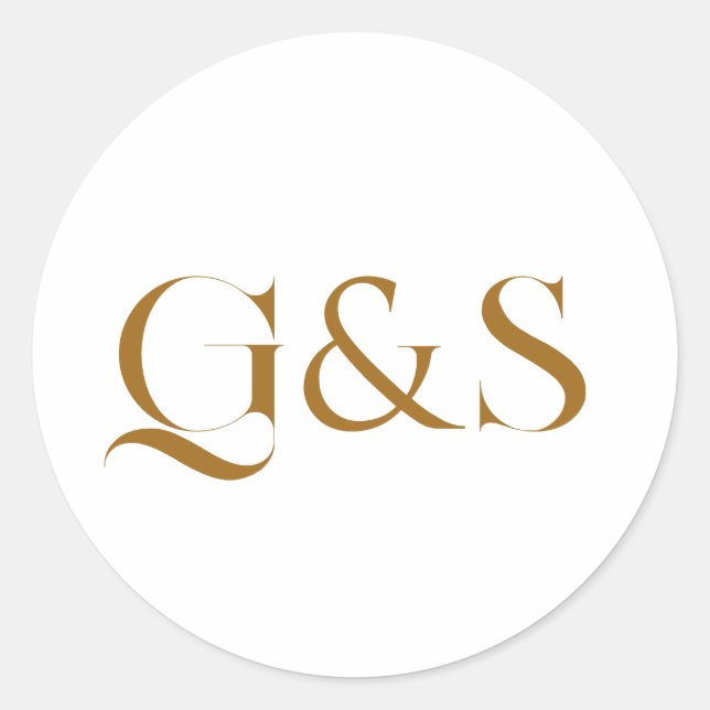 Minimal Elegant Calligraphy Wedding Monogram Classic Round Sticker (Front)
