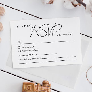 Minimal Elegant Calligraphy Wedding RSVP Card