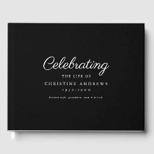 Minimal & elegant "Celebration of life" Black Guest Book